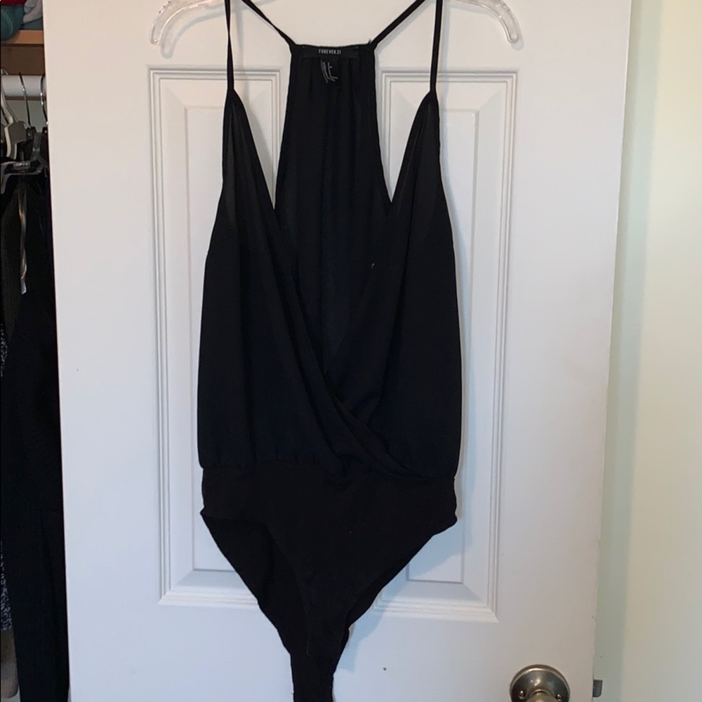 Forever 21 mesh Black vneck bodysuit